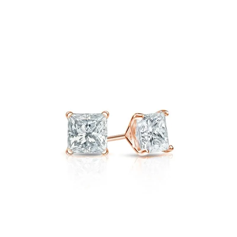 Auriya 14-karat Gold Lab Grown 0.25 carat TDW Princess Diamond Stud Earrings 4-Prong Martini Push-back sold by Zulily product image thumbnail 5