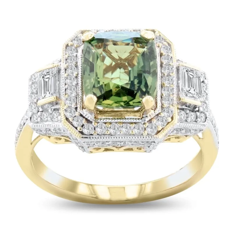 Auriya 14k Two Tone Gold 3ct Sapphire and 1ct TDW Diamond Ring sold by Zulily