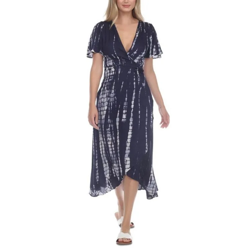 Raviya Women's Tie Dye Print Cover Up Wrap Dress Swimsuit Blue sold by Zulily