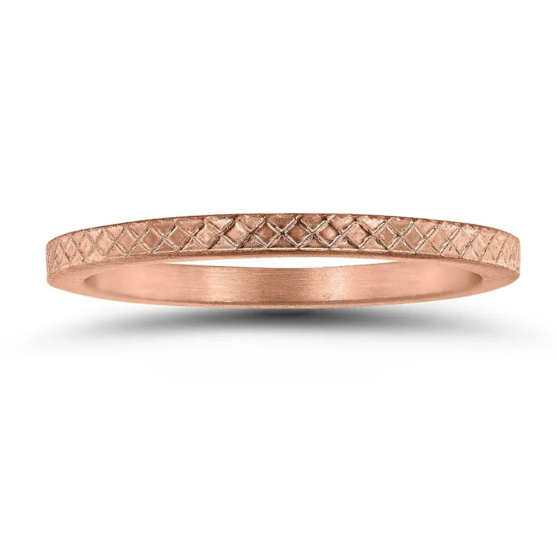 Thin 1.5MM Cross Cut Wedding Band in 14K Rose Gold sold by Zulily