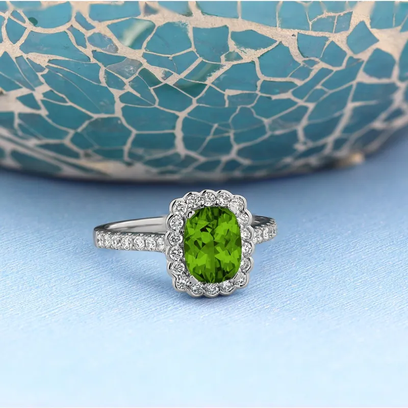 Auriya Vintage 1 1/3ct Cushion-cut Peridot Halo Diamond Engagement Ring 1/2ctw 14k Gold sold by Zulily