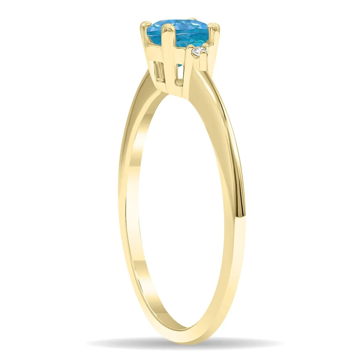 Women's Round Shaped Blue Topaz and Diamond Classic Band in 10K Yellow Gold sold by Zulily product image thumbnail 3