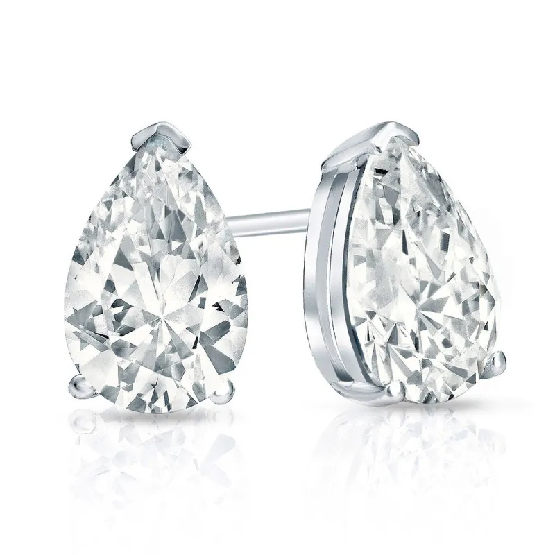 Auriya 18-karat Gold Lab Grown 2.50 carat TDW Pear Diamond Stud Earrings V-End Prong Push-back sold by Zulily