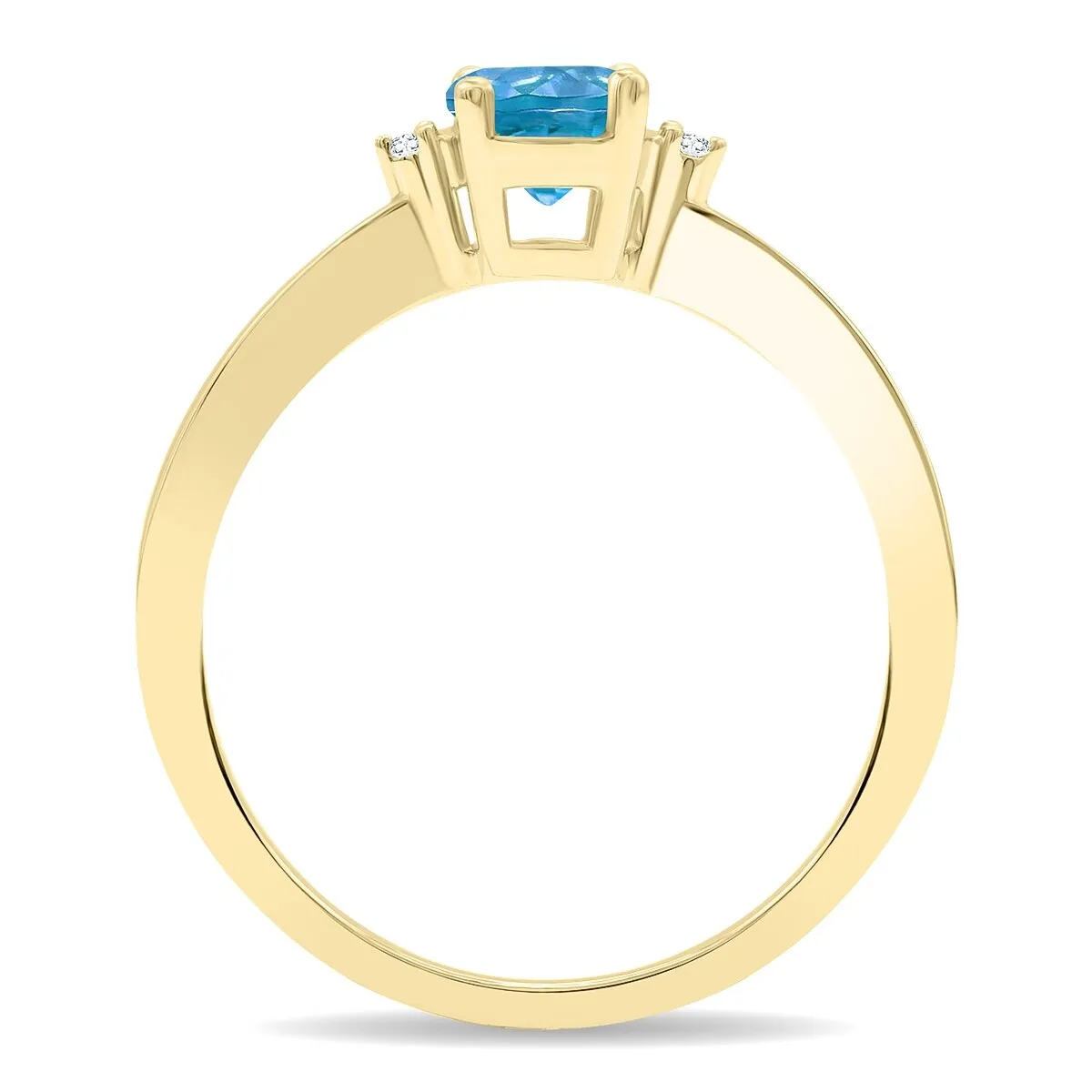 Women's Round Shaped Blue Topaz and Diamond Classic Band in 10K Yellow Gold sold by Zulily product image thumbnail 2