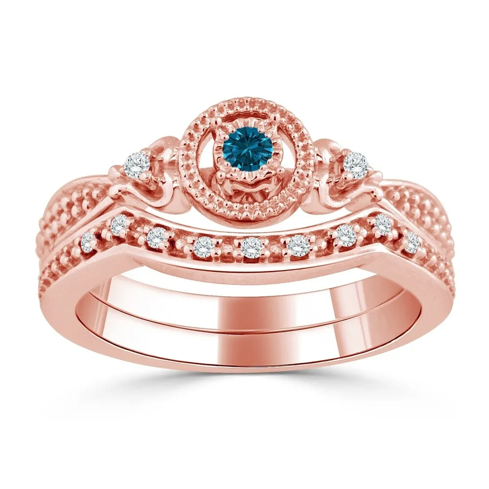 Auriya Round 1/4ctw Blue Diamond Engagement Ring Set 14k Gold sold by Zulily product image thumbnail 3