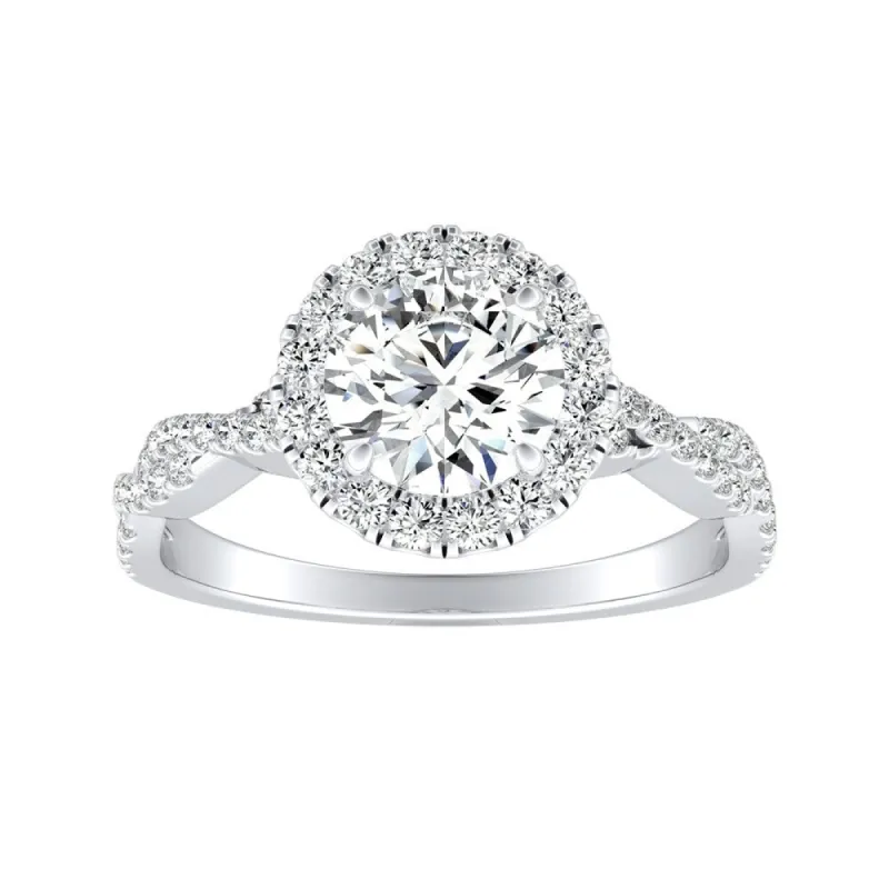 Auriya 14k Gold 2 1/2ct Round Moissanite Halo Diamond Engagement Ring 1/8ctw sold by Zulily