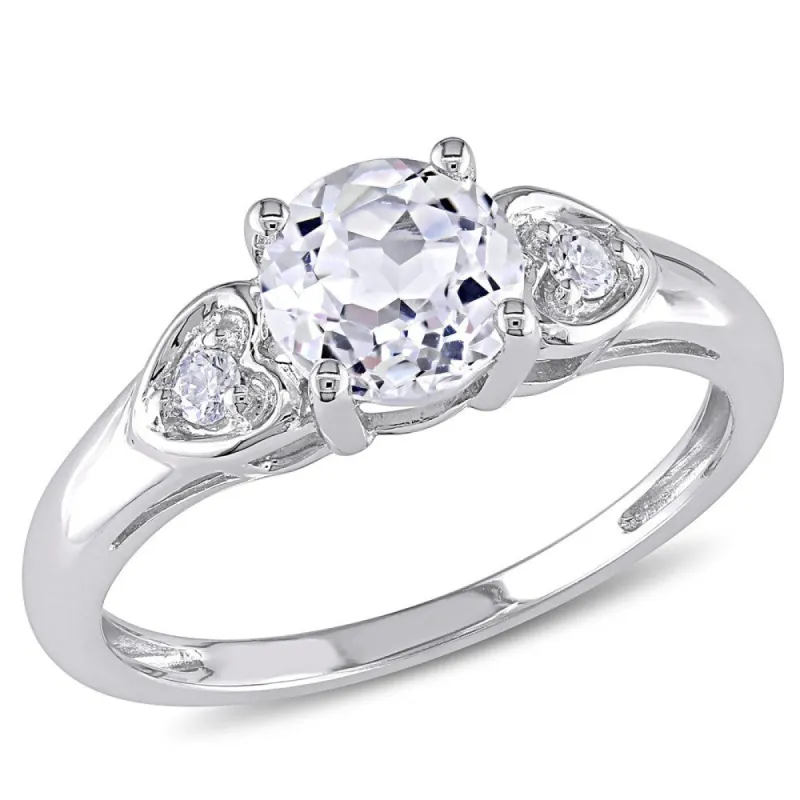 Miadora 10k White Gold White Topaz and Diamond Ring sold by Zulily