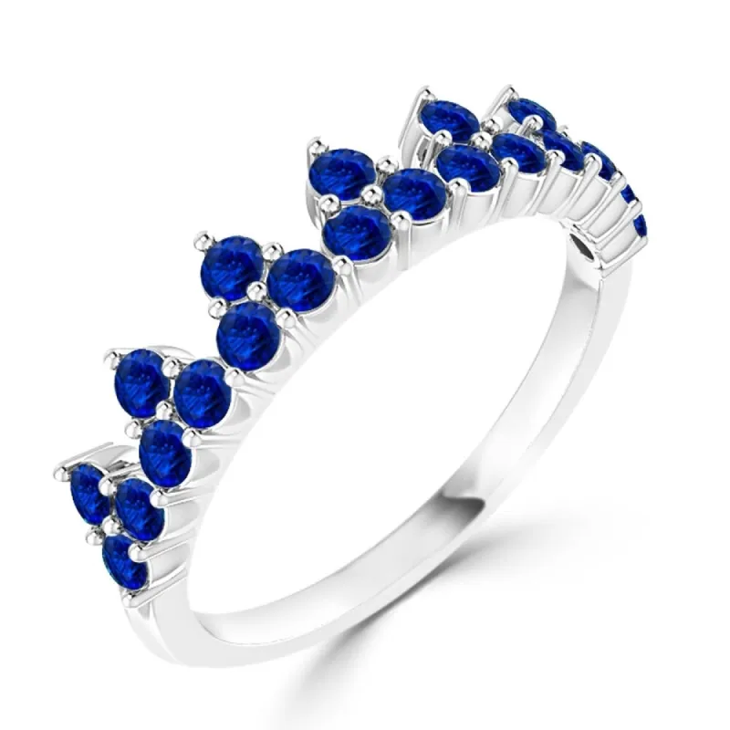 Auriya Petite Stackable 5/8ct TW Blue Sapphire Cluster Wedding Band 10K Gold sold by Zulily