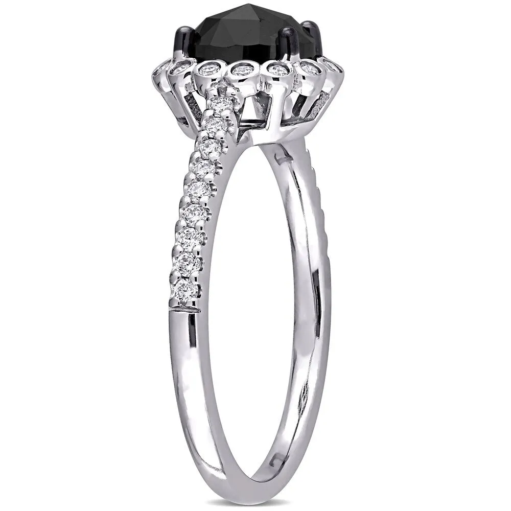 Miadora 14k White Gold 1 1/5ct TDW Oval Black & White Diamond Halo Engagement Ring sold by Zulily product image thumbnail 3