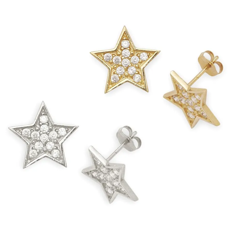 Curata 14k Gold Cubic Zirconia Big Star Earrings sold by Zulily