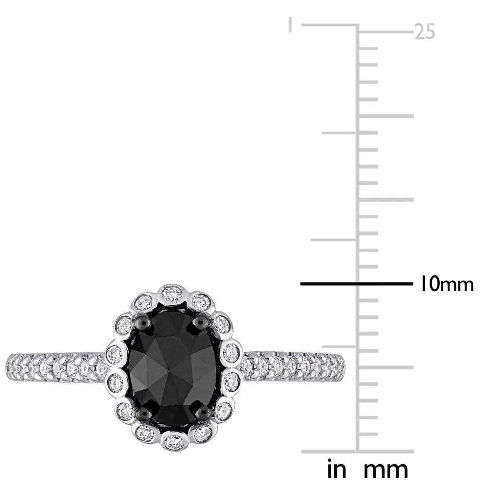 Miadora 14k White Gold 1 1/5ct TDW Oval Black & White Diamond Halo Engagement Ring sold by Zulily product image thumbnail 5