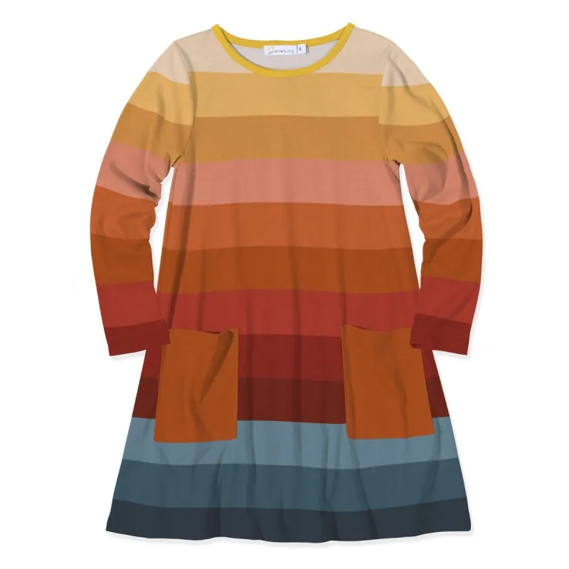 Mustard & Burnt Orange Stripe Print Pocket Dress sold by Zulily