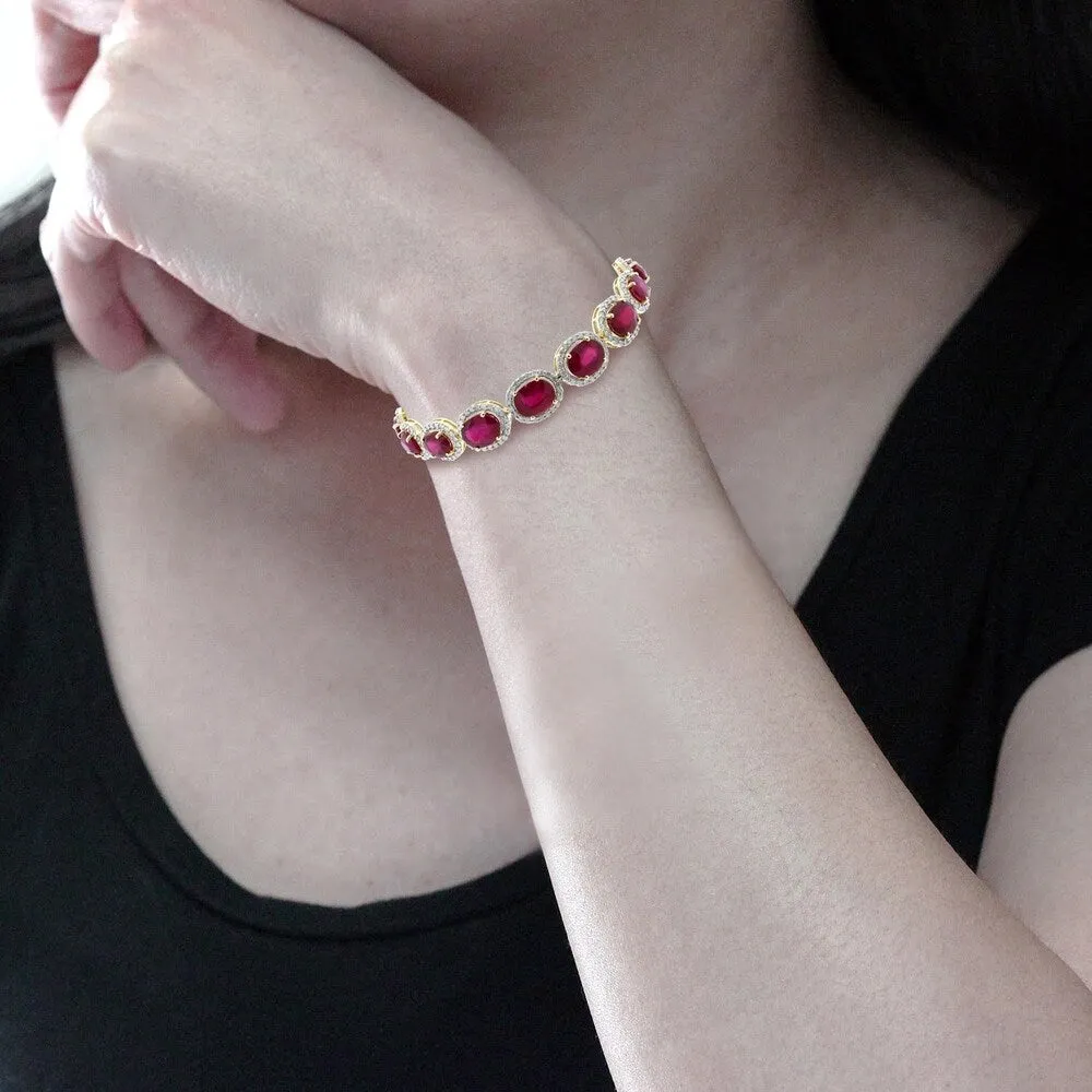 Auriya 14k Gold 29 3/4ct Ruby and 3 1/6ct TDW Diamond Bracelet - Red sold by Zulily product image thumbnail 3