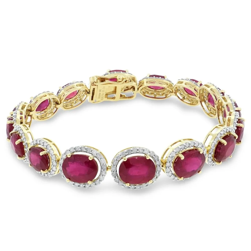 Auriya 14k Gold 29 3/4ct Ruby and 3 1/6ct TDW Diamond Bracelet - Red sold by Zulily
