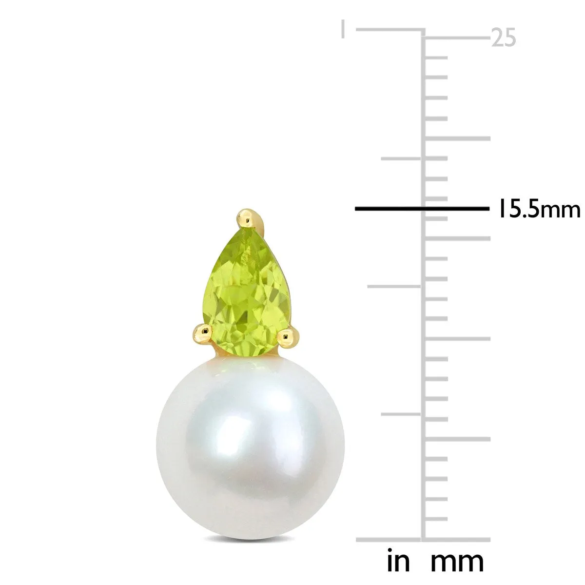 Miadora 4/5ct TGW Peridot and 8.5-9mm Cultured Freshwater Pearl Earrings Yellow Silver - 15 mm x 8.7 mm x 8.7 mm sold by Zulily product image thumbnail 3