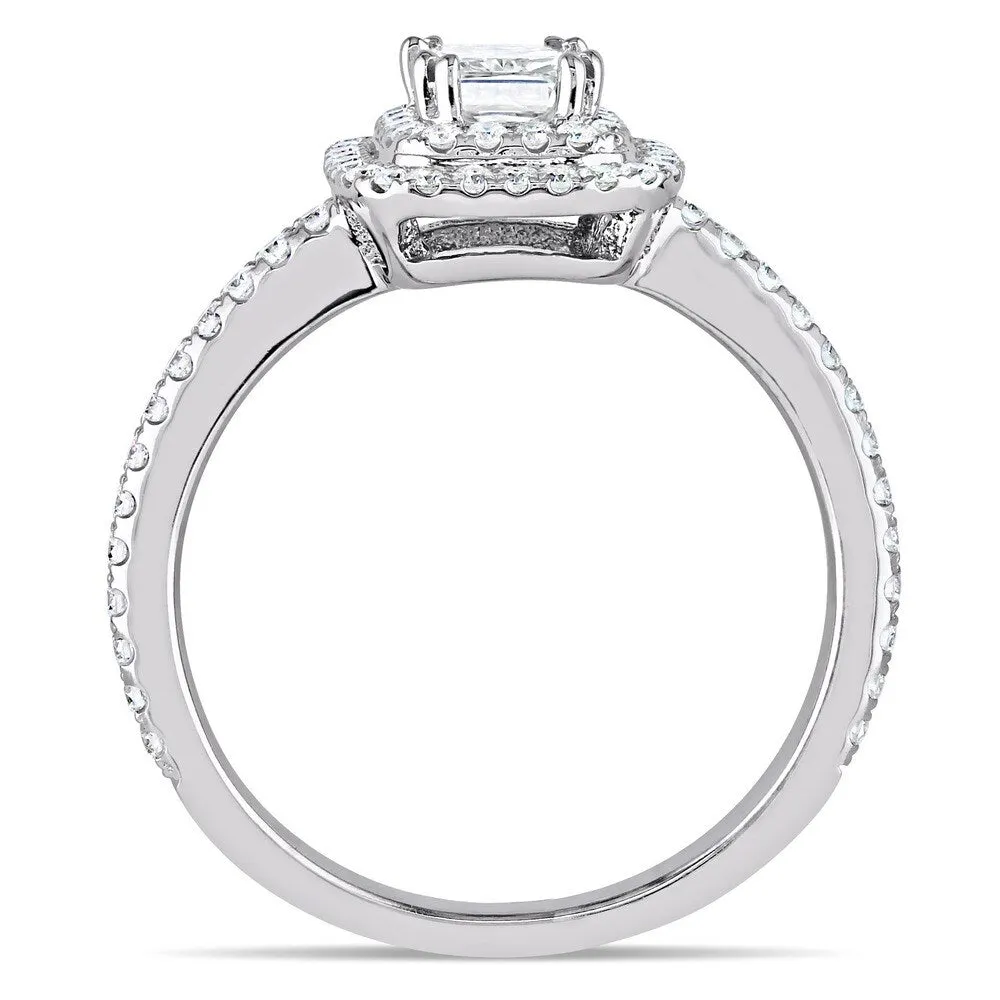 Miadora Signature Collection 14k White Gold 1ct TDW Radiant and Round-Cut Diamond Double Halo Engagement Ring sold by Zulily product image thumbnail 5