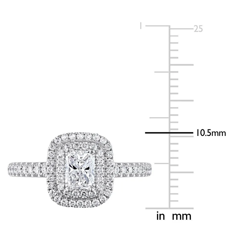 Miadora Signature Collection 14k White Gold 1ct TDW Radiant and Round-Cut Diamond Double Halo Engagement Ring sold by Zulily product image thumbnail 3