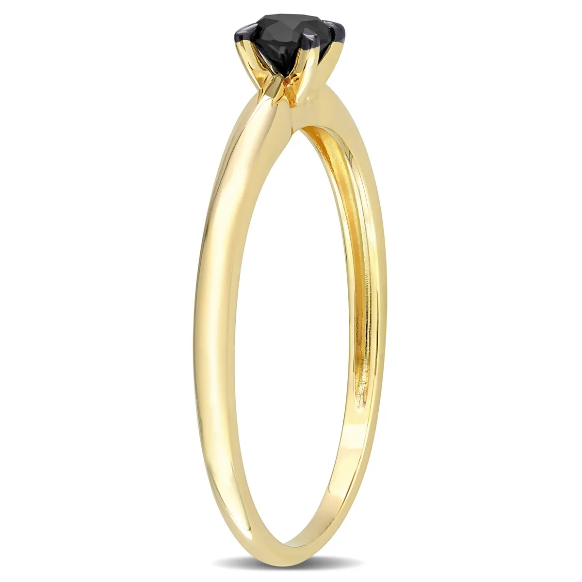 Miadora 1/4ct TDW Black Diamond Solitaire Engagement Ring in 14k Yellow Gold sold by Zulily product image thumbnail 4