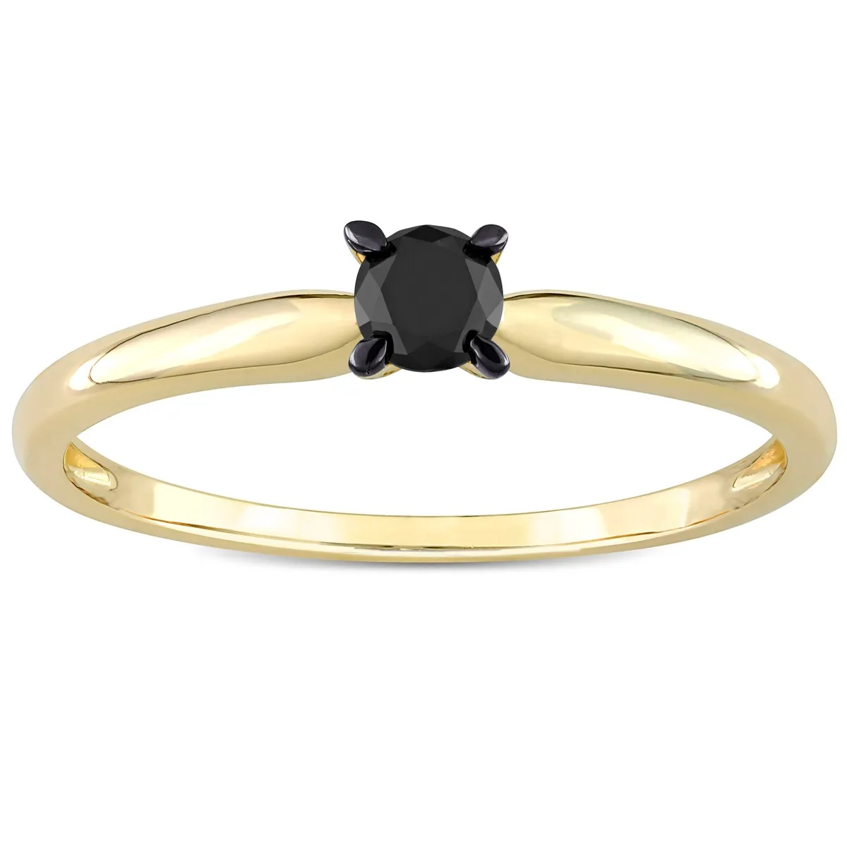 Miadora 1/4ct TDW Black Diamond Solitaire Engagement Ring in 14k Yellow Gold sold by Zulily product image thumbnail 3