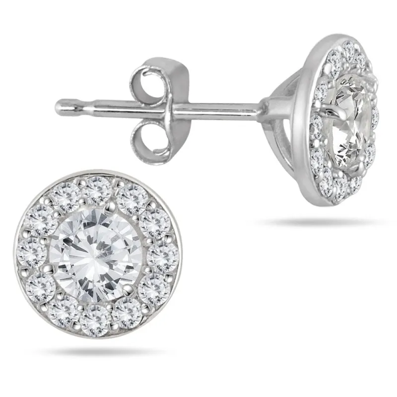 3/4 Carat TW Diamond Halo Earrings in 14K White Gold sold by Zulily