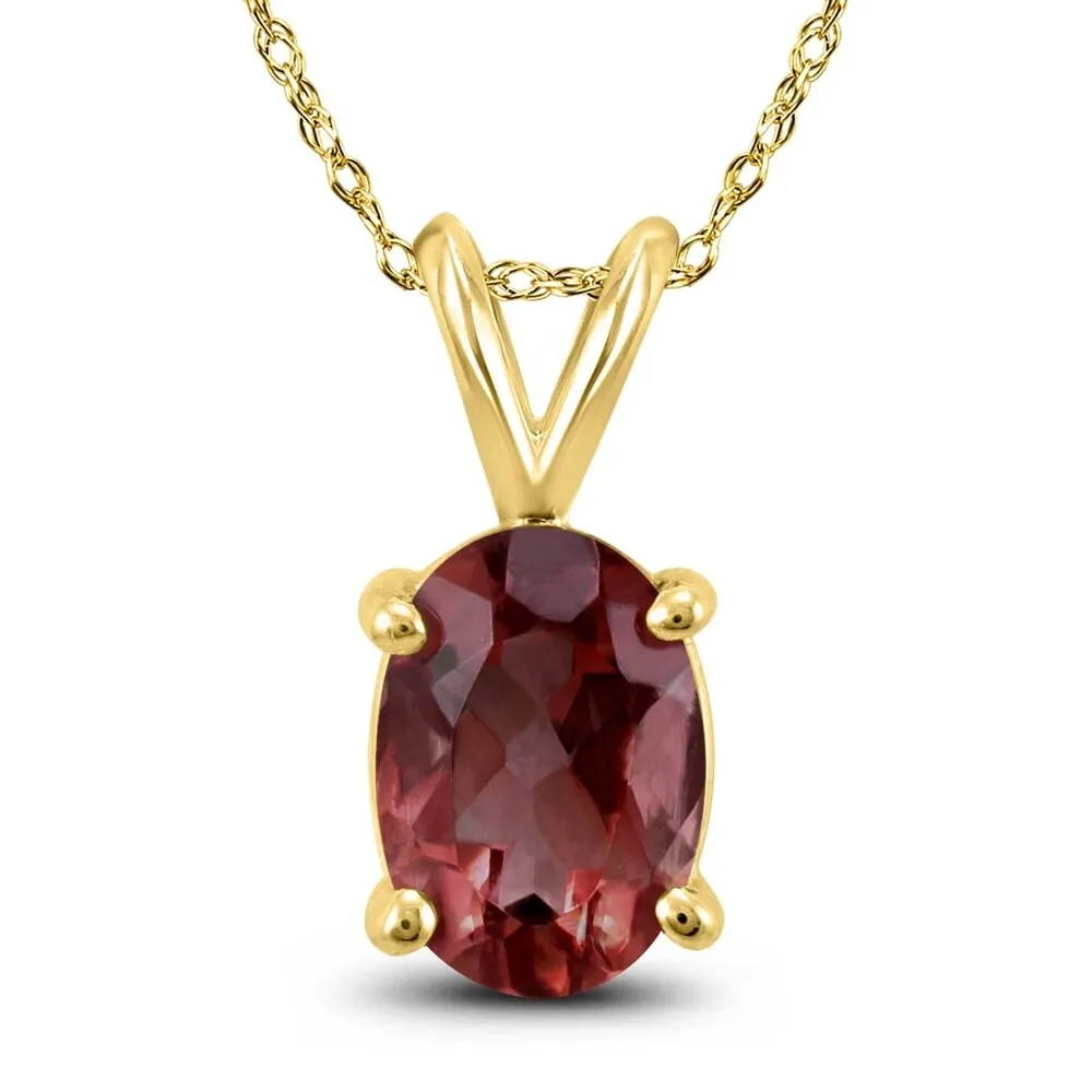 14K Yellow Gold 6x4MM Oval Garnet Pendant sold by Zulily
