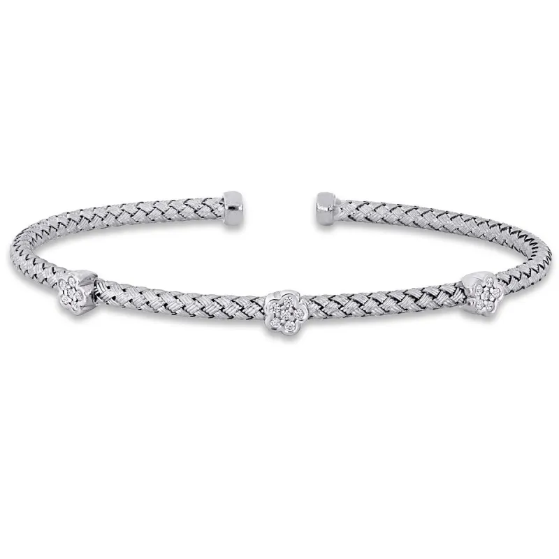 Miadora 1/2ct TGW Cubic Zirconia Station Bangle Bracelet in Sterling Silver - 7.5 in - 7.5 in x 5.25 mm x 4.4 mm sold by Zulily