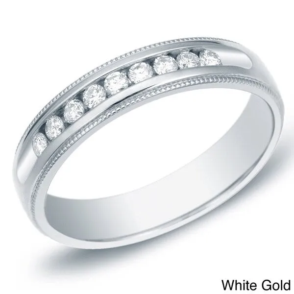 Men's 14k Gold 1/2ct TDW Channel Set Milgrain Diamond Wedding Band by Auriya sold by Zulily