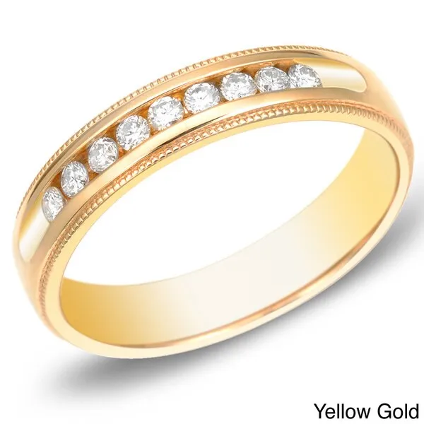 Men's 14k Gold 1/2ct TDW Channel Set Milgrain Diamond Wedding Band by Auriya sold by Zulily product image thumbnail 2