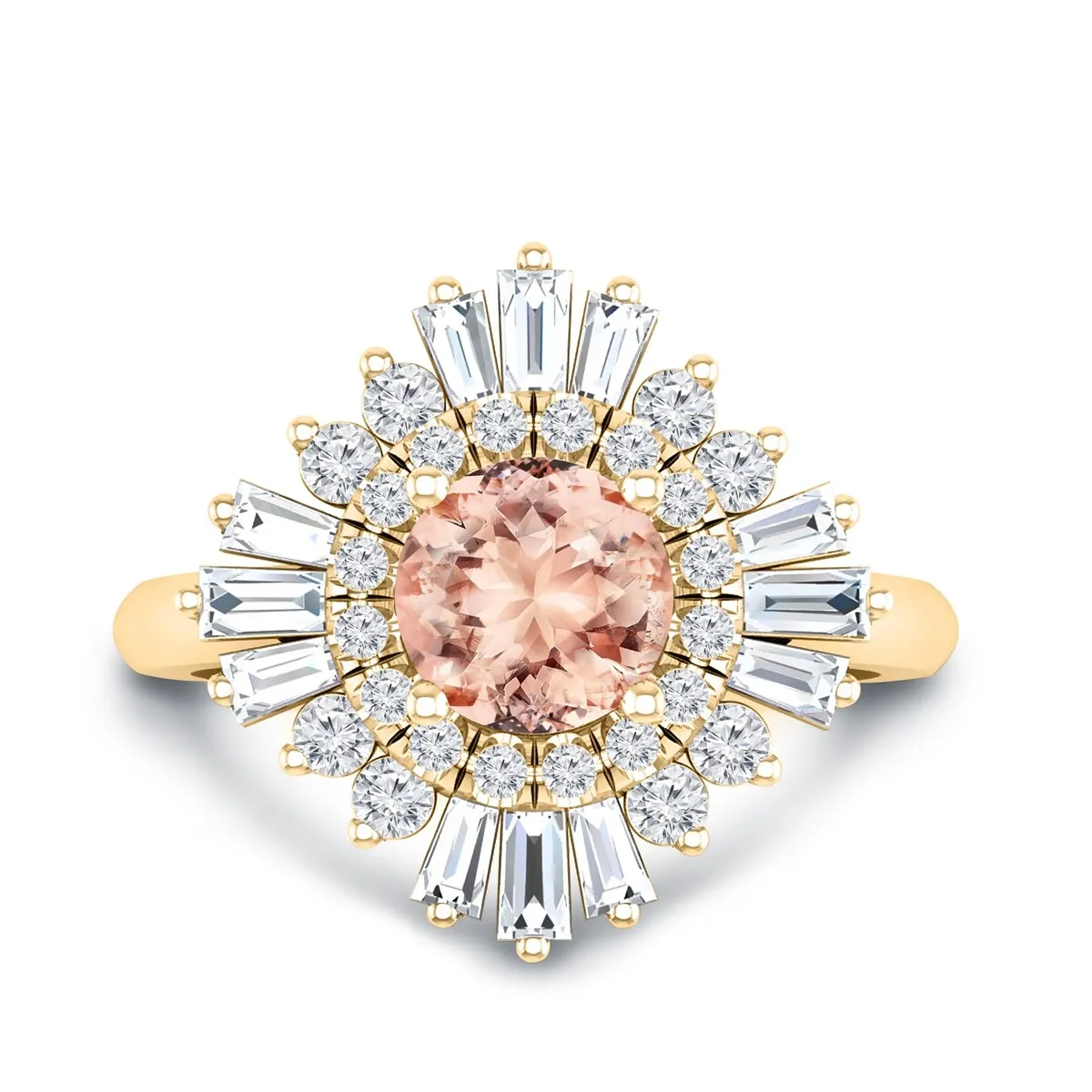 Auriya 1ct Morganite and Diamond Ballerina Engagement Ring 3/4ctw 14k Gold sold by Zulily product image thumbnail 3