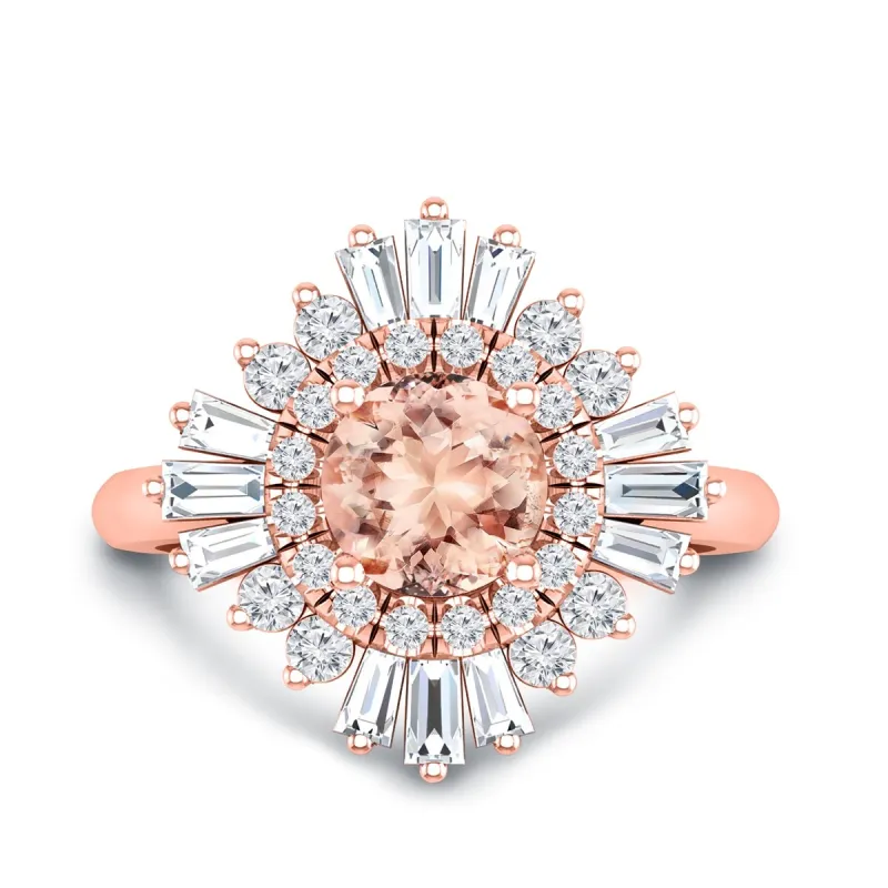 Auriya 1ct Morganite and Diamond Ballerina Engagement Ring 3/4ctw 14k Gold made by Zulily