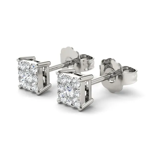 De Couer IGI Certified 10k White Gold 1/2ct TDW Diamond Cluster Earrings - White H-I sold by Zulily product image thumbnail 2