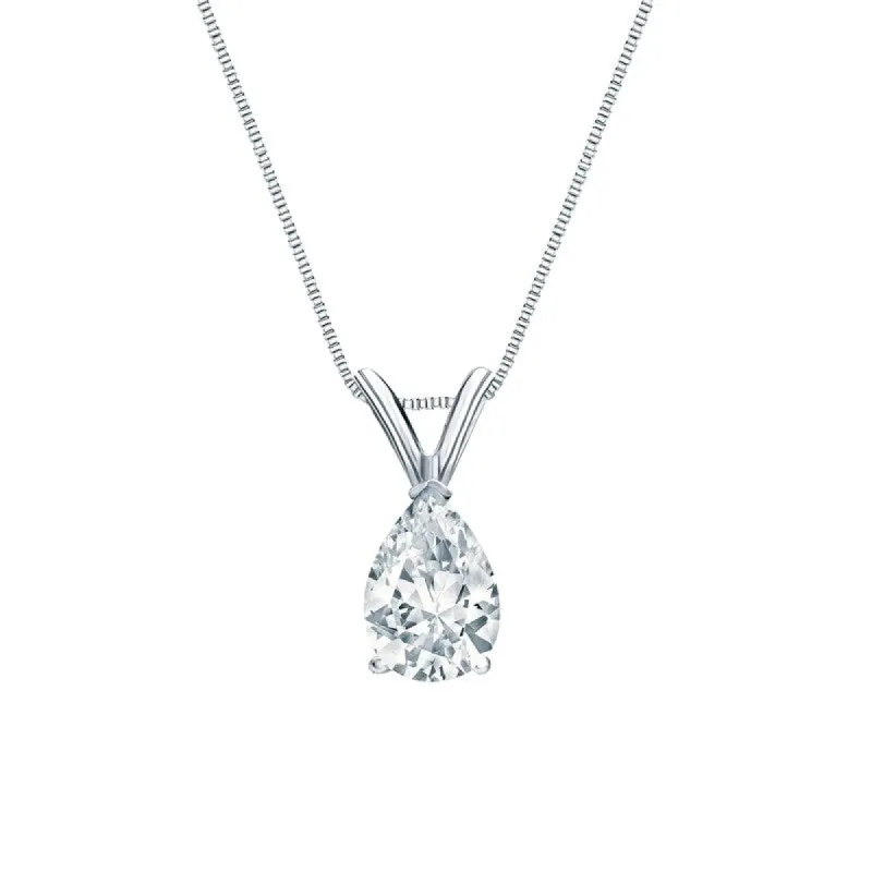 Auriya Platinum 0.50ctw Pear Solitaire Lab Grown Diamond Necklace V-End (F-G VS) Prong - 0.5 made by Zulily