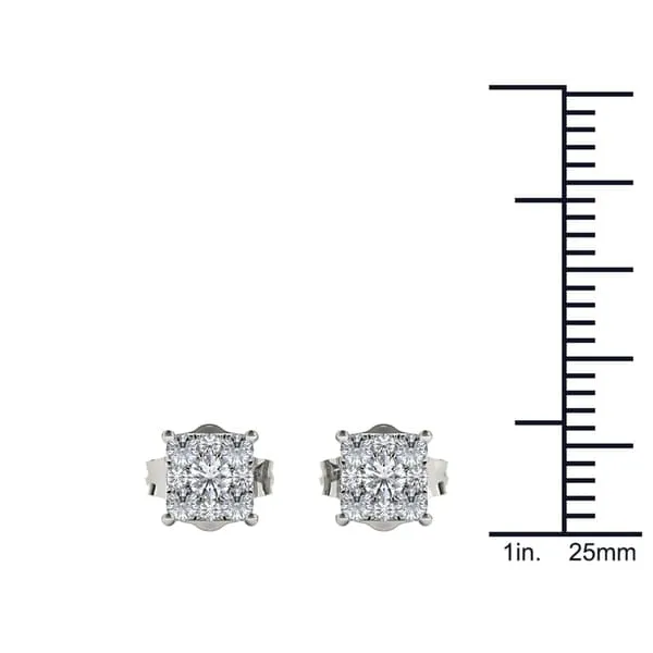 De Couer IGI Certified 10k White Gold 1/2ct TDW Diamond Cluster Earrings - White H-I sold by Zulily product image thumbnail 3