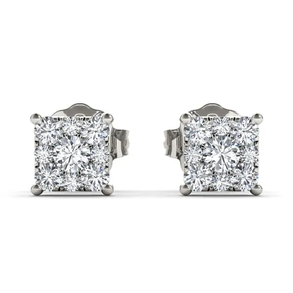 De Couer IGI Certified 10k White Gold 1/2ct TDW Diamond Cluster Earrings - White H-I sold by Zulily