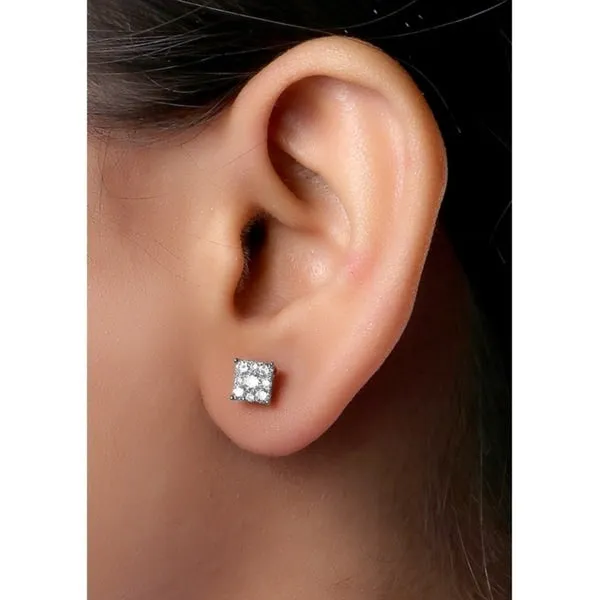 De Couer IGI Certified 10k White Gold 1/2ct TDW Diamond Cluster Earrings - White H-I sold by Zulily product image thumbnail 4