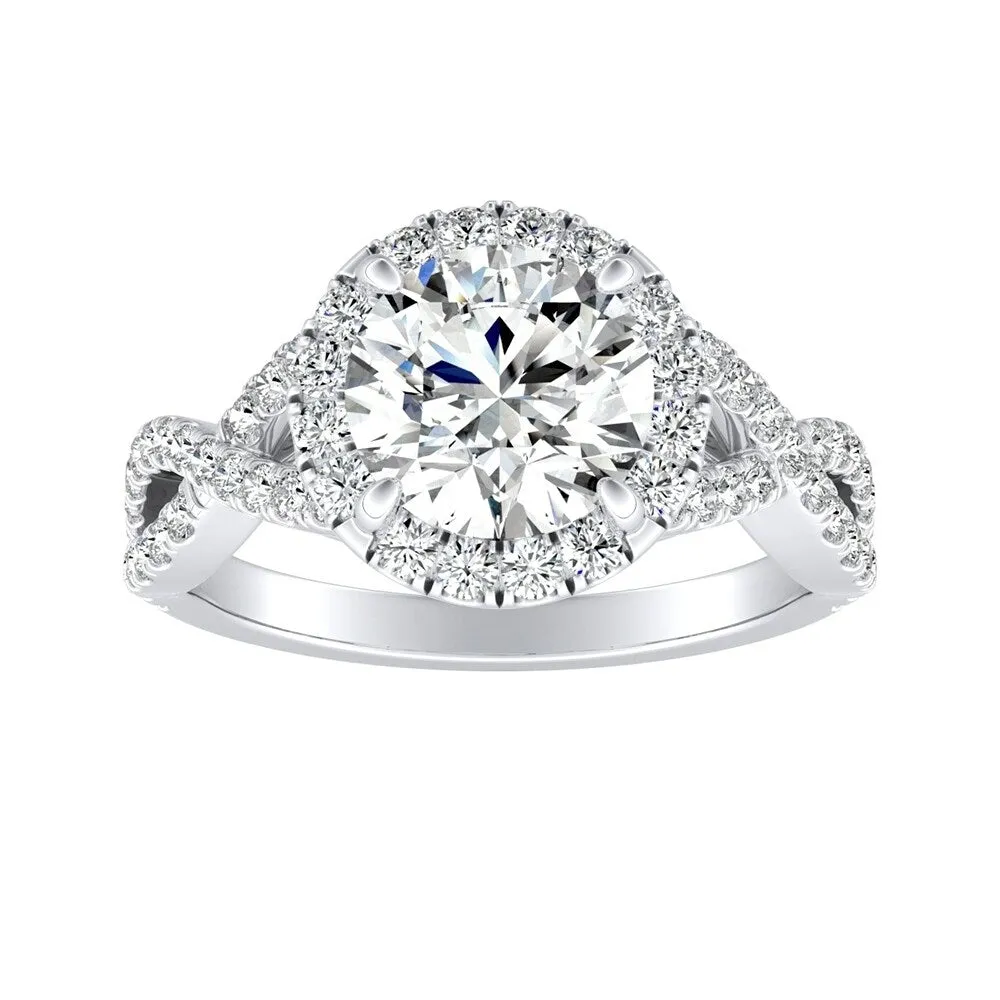 Auriya 14k Gold Infinity Round4ct Moissanite and 1/2ctw Diamond Halo Engagement Ring sold by Zulily product image thumbnail 2
