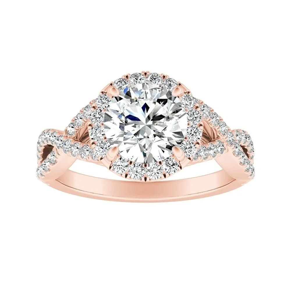 Auriya 14k Gold Infinity Round4ct Moissanite and 1/2ctw Diamond Halo Engagement Ring sold by Zulily product image thumbnail 3