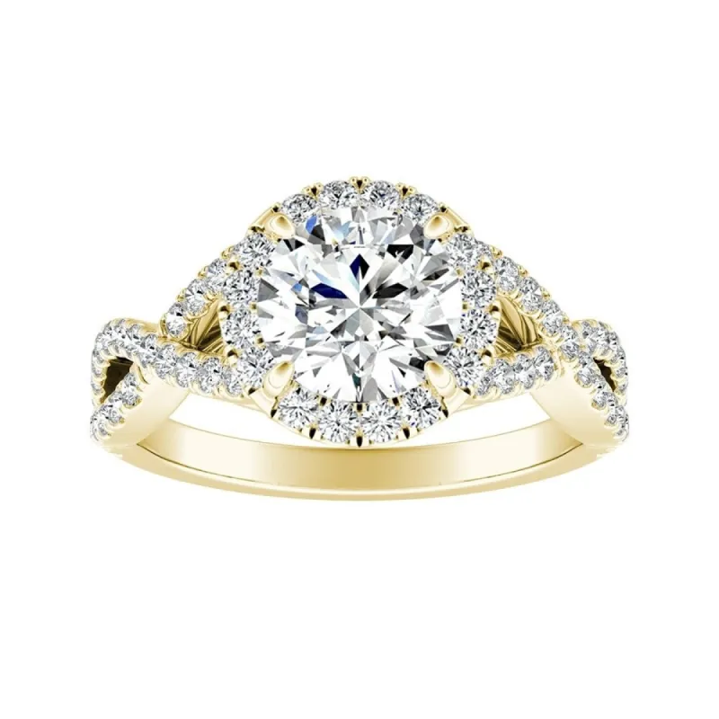 Auriya 14k Gold Infinity Round4ct Moissanite and 1/2ctw Diamond Halo Engagement Ring sold by Zulily