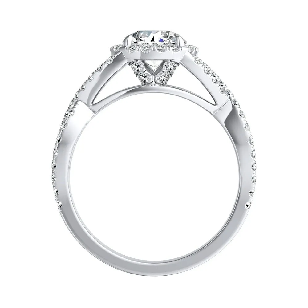 Auriya 14k Gold Infinity Round4ct Moissanite and 1/2ctw Diamond Halo Engagement Ring sold by Zulily product image thumbnail 5