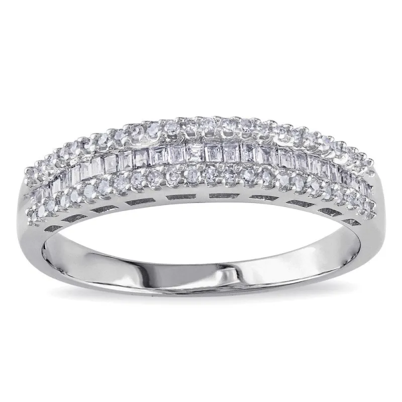 Miadora 10k White Gold 1/3ct TDW Baguette-cut Diamond Anniversary Ring sold by Zulily