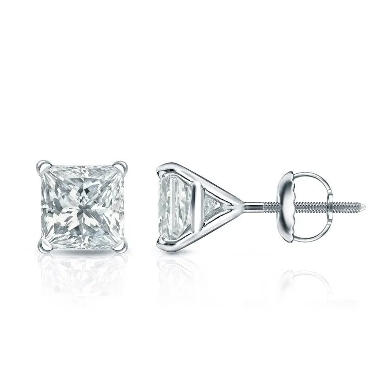 Auriya 18-karat Gold Lab Grown 1.25 carat TDW Princess Diamond Stud Earrings 4-Prong Martini Screw-back sold by Zulily product image thumbnail 5