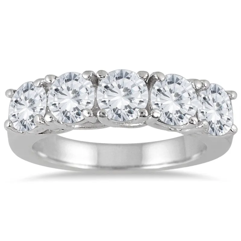 Marquee Jewels 14k White Gold 2 1/2ct TDW Large 5-stone Diamond Wedding Band (J-K, I2-I3) sold by Zulily
