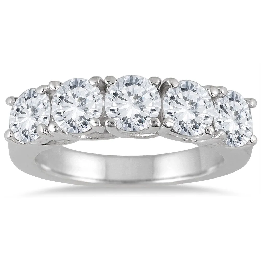 Marquee Jewels 14k White Gold 2 1/2ct TDW Large 5-stone Diamond Wedding Band (J-K, I2-I3) sold by Zulily