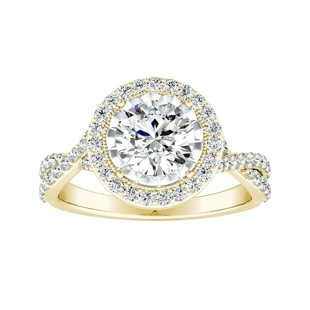 Auriya 14k Gold Vintage 3ct Moissanite Halo Diamond Engagement Ring 3/8ctw sold by Zulily product image thumbnail 2