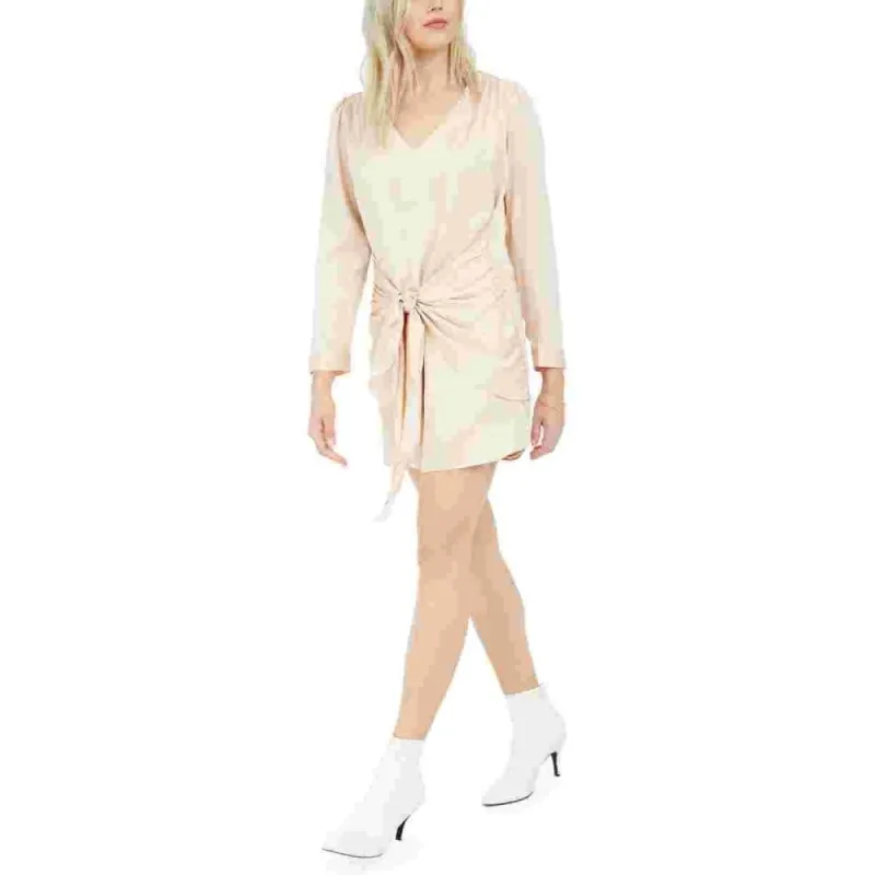 Leyden Women's Solid Long Sleeve V Neck Short Shift Dress Brown Size Medium sold by Zulily