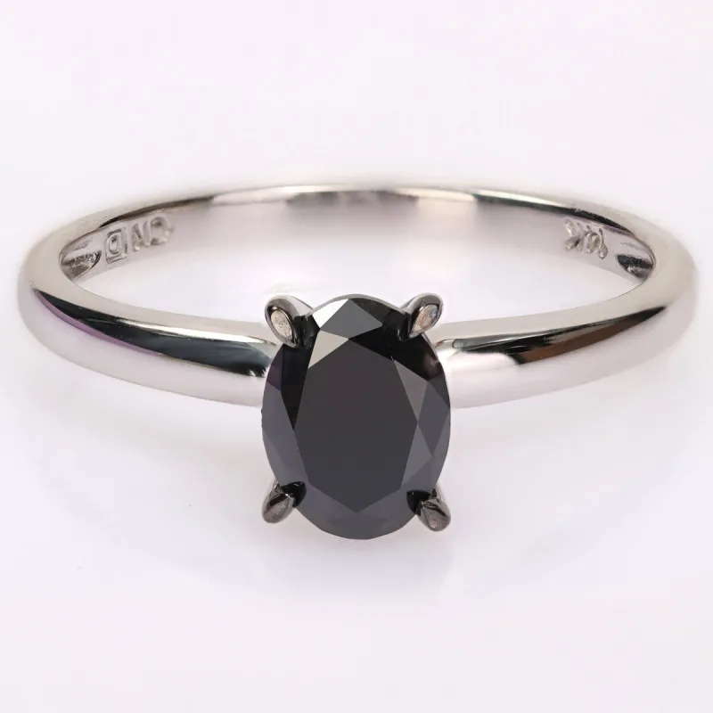 Miadora 1ct TDW Oval-cut Black Diamond Solitaire Engagement Ring in 14k White Gold sold by Zulily