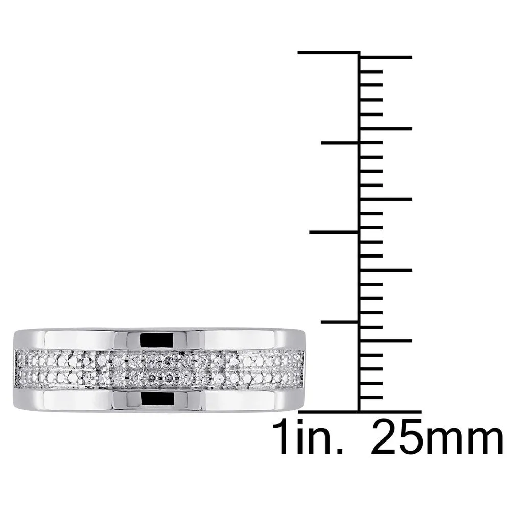 1/10ct TDW Diamond Men's Wedding Band in Sterling Silver by Miadora sold by Zulily product image thumbnail 5