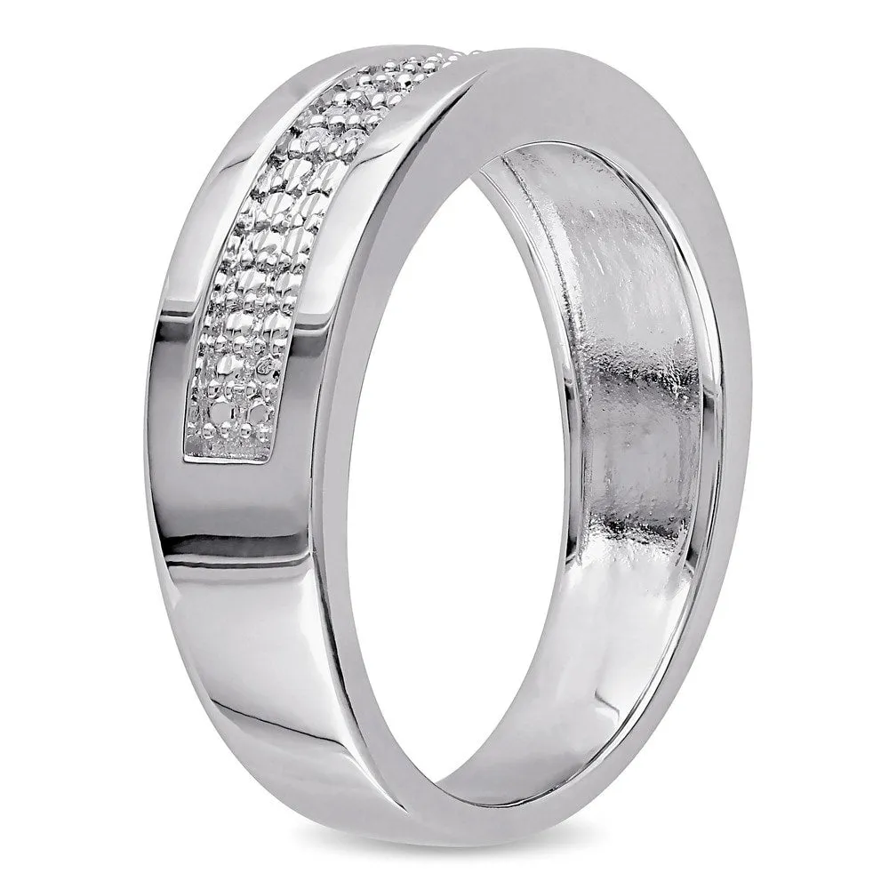 1/10ct TDW Diamond Men's Wedding Band in Sterling Silver by Miadora sold by Zulily product image thumbnail 4