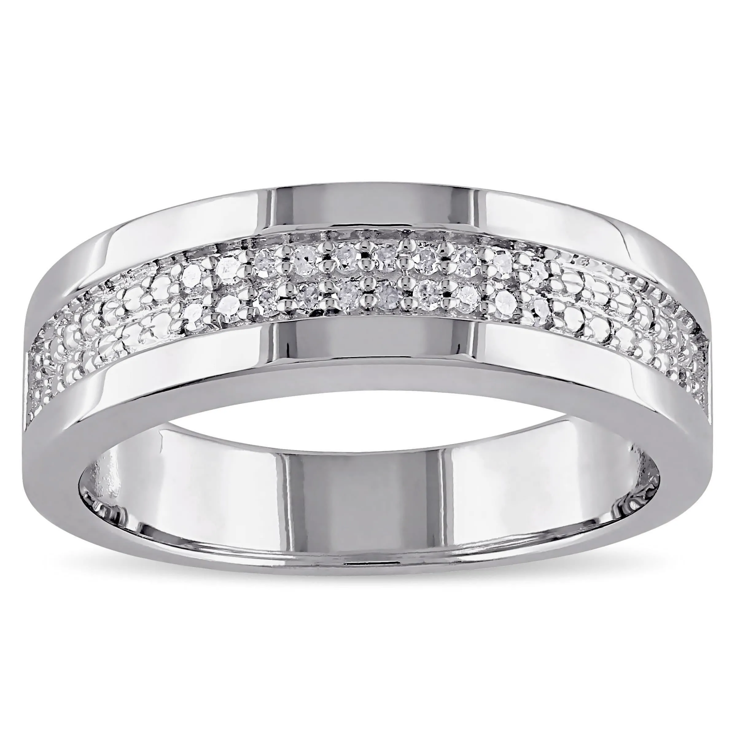 1/10ct TDW Diamond Men's Wedding Band in Sterling Silver by Miadora sold by Zulily product image thumbnail 3