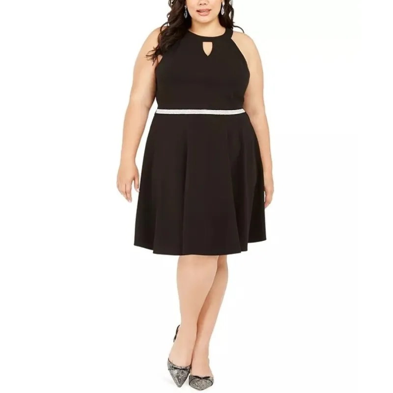 Emerald Sundae Women's Trendy Plus Size Rhinestone Keyhole Fit & Flare Dress Black Size 3X sold by Zulily